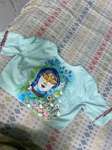 Shiva Om Designer Festive Blouse Hand Painted