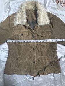 Corduroy Jacket with Faux Fur Collar