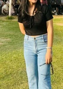 Black Ribbed Crop Top🖤🎀🔥