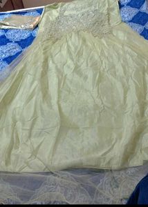 New Sage Green Gold Sequin Embroidered Fabric