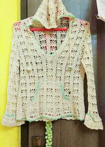 Hand Made Crochet Hoodie - Vintage Style
