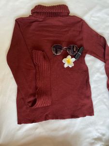 Burgundy Turtleneck Sweater