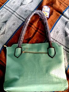 Mint Green Croc Tote Bag