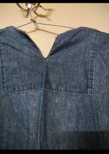 Denim Dress/ Gown With Embroidery