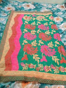 Elegant Green Embroidered Saree