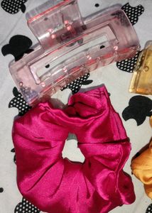 Pink &amp; Yellow Claw Clips &amp; Scrunchies