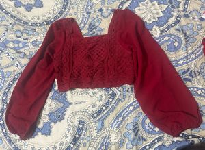 Red Crochet Crop Top