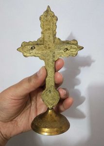 Vintage Brass Crucifix Statue