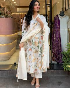 V Neck Mul Cotton Kurta Set