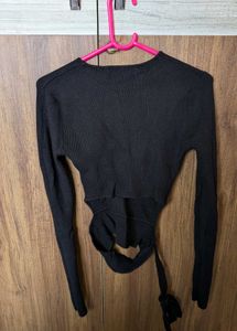 Zara Black Full Sleeves Crop Top