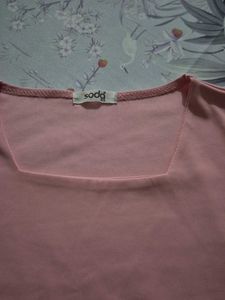 Pink Square Neck Top