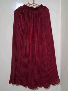 Maroon Pleated Skirt