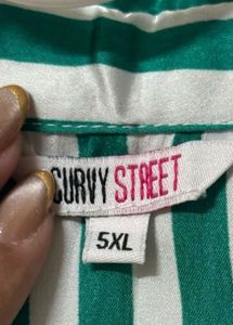 CURVY STREET Plus Size Green Satin shirt