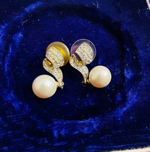 Diamond Pearl Drop Earrings
