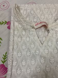 White Embroidered Kurta