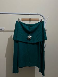 Green Off-Shoulder Top