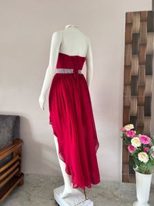 High low rich red dress