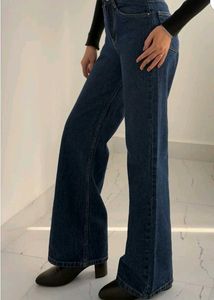 Denim Navy Blue Wide Leg Jeans