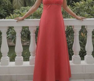 Elegant Coral Maxi Dress