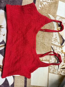 Textured Red Spaghetti Strap Top