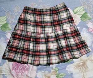 Pleated Checkered Skirt