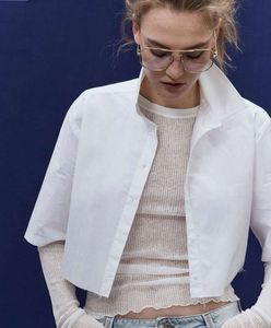 H&amp;M White Cropped shirt