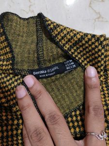 Checked Brown Polo Neck Top