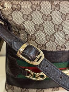 Auth Gucci Horsebit Canvas One Shoulder Bag