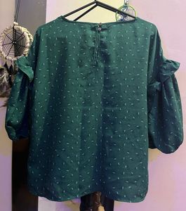 Emerald Green Ruffle Sleeve Blouse