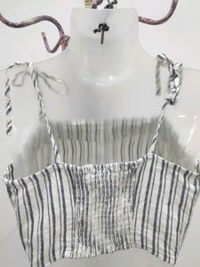 Stripy Sleeveless Crop Top
