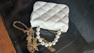Quilted White Handbag