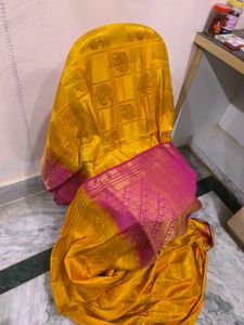 Yellow And Pink Festive Saree
