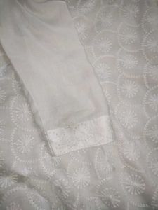 White Chickenkari Short Kurti