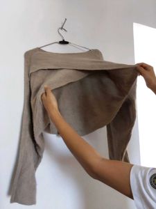 Cozy Beige Knit Wrap Sweater