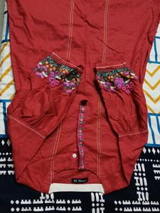 Sapphire Kids Girl Red Floral Embroidery Dress