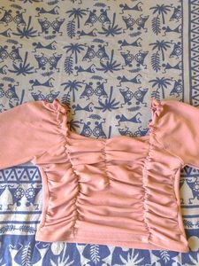 Peach Ruched Crop Top