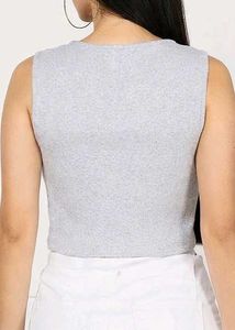 Grey Heart Print Sleeveless Top