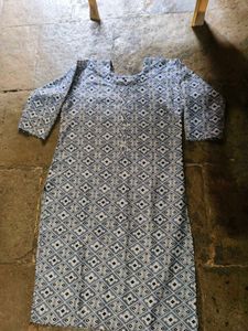Blue Patterned Kurta Set