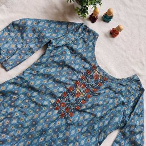 Embroidered Blue Kurta