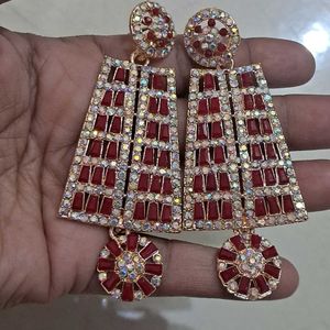New Fashion Trendy Party Wear Red Earrings