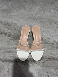 White Clear Strap Heels