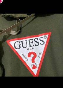 Guess Hoodie Long. Olive Green Colour