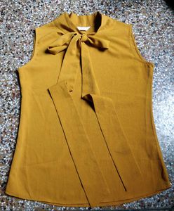 Mustard Tie-Neck Sleeveless Top 🔥