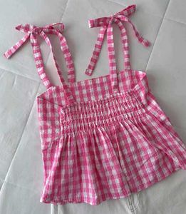 CUTE GINGHAM PRINT TIE UP TOP