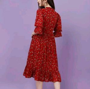 (SIZE~S)/Strechable)Red fit and flare dress🌷