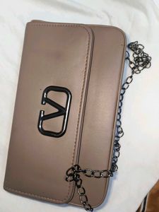 Beige Chain Crossbody Bag