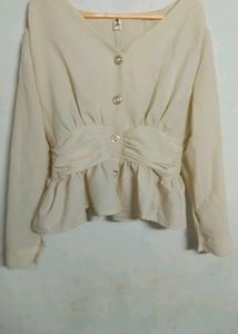 Cream Peplum Blouse