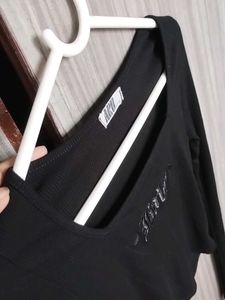 Black Full Sleeve Crop Top – “Baby” Text