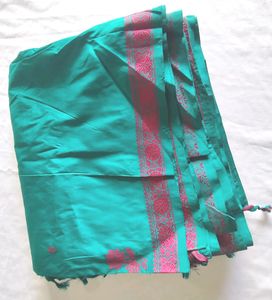 Sea Green And Pink Handloom Saree (Women's)