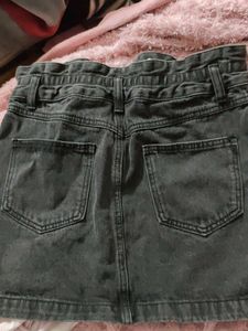 Black Denim Mini Skirt
